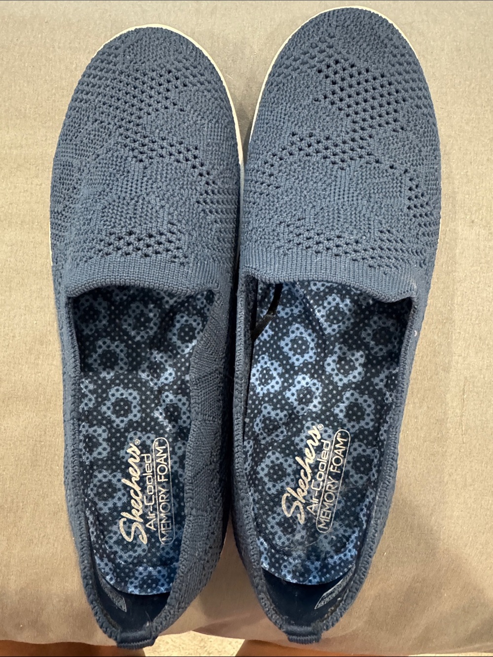 Skechers Navy Knit Slip-On Memory Foam Flats